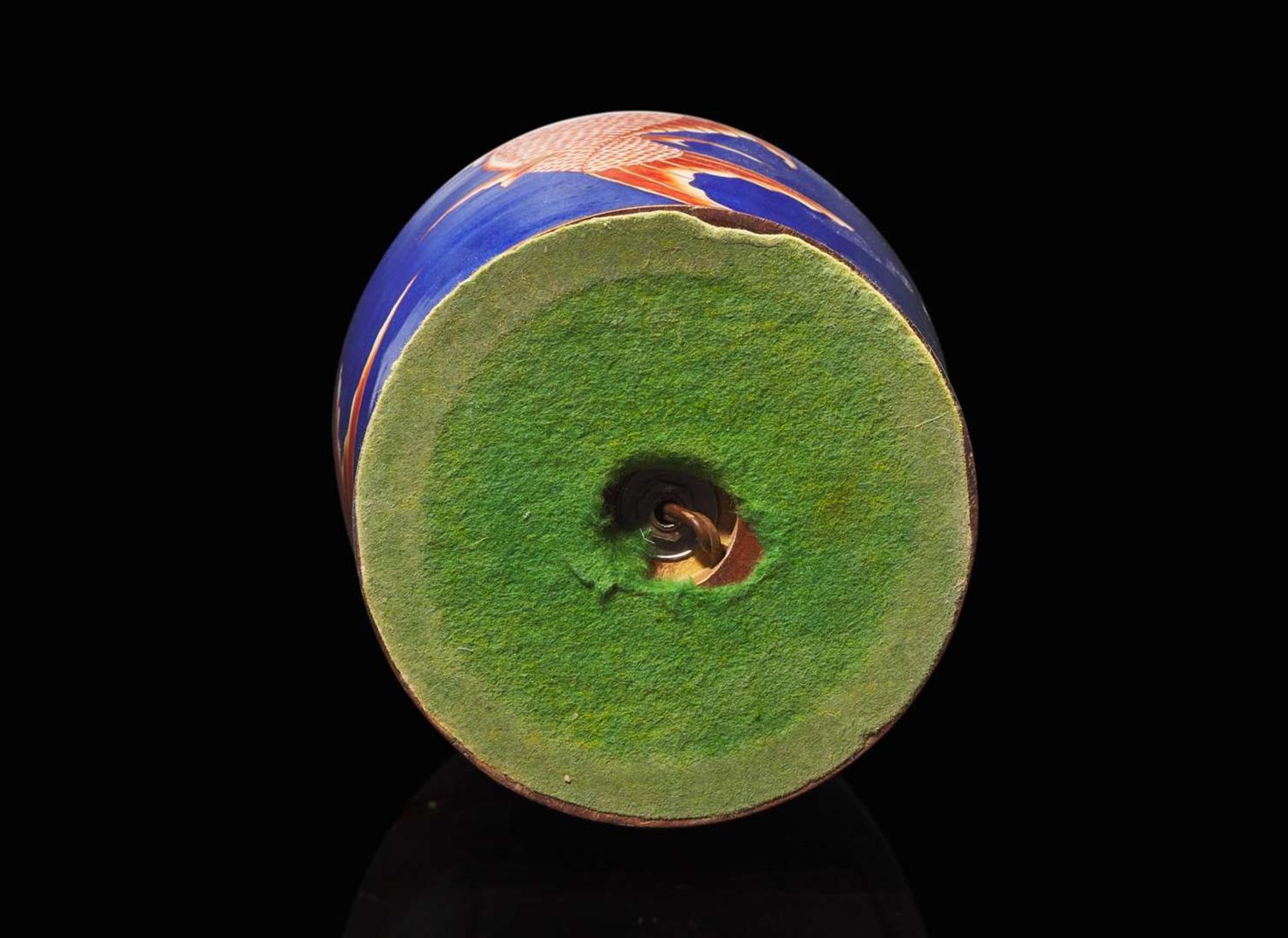 A Chinese blue ground "Carp" vase, now mounted as a lamp 藍地錦鯉瓶嵌檯燈