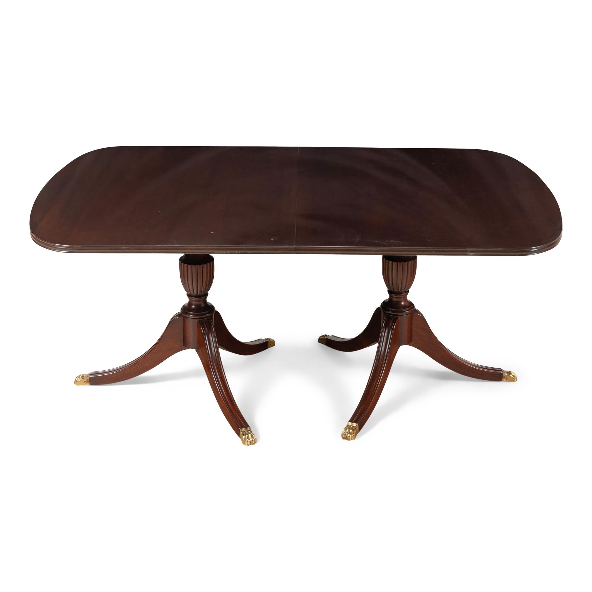 A George III Style Mahogany Double-Pedestal Dining Table
