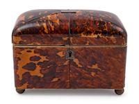 A Regency Tortoise Shell Veneered Tea Caddy