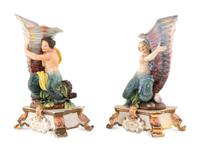A Pair of Continental Porcelain Figural Vases