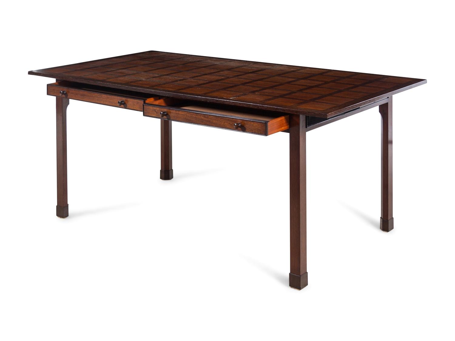 A Contemporary Parquet-Decorated Oak Desk
