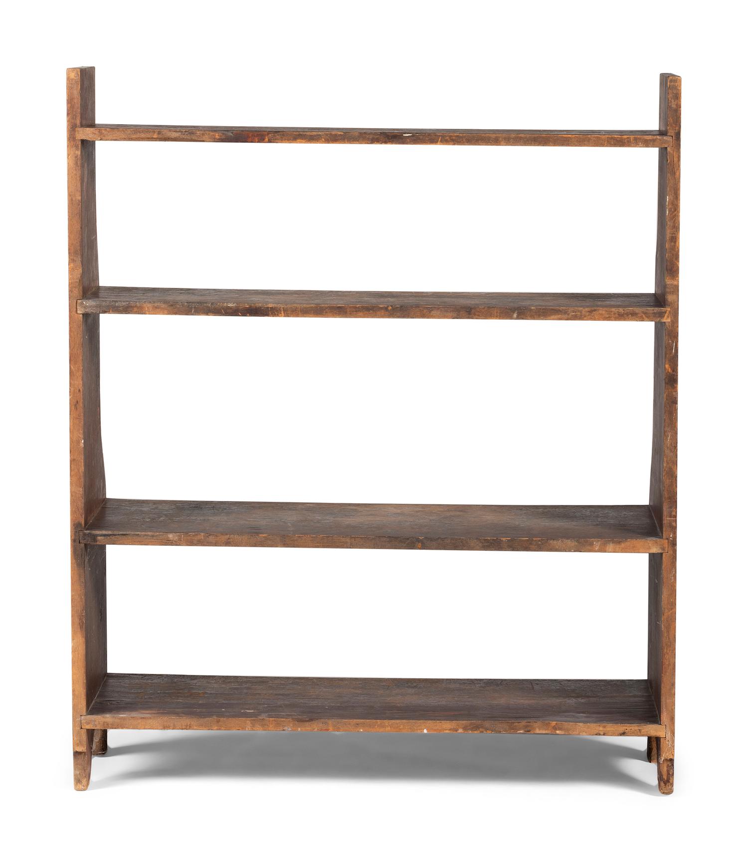 A Country Reddish-Brown Painted Pine Four-Tier Bucket Shelf
