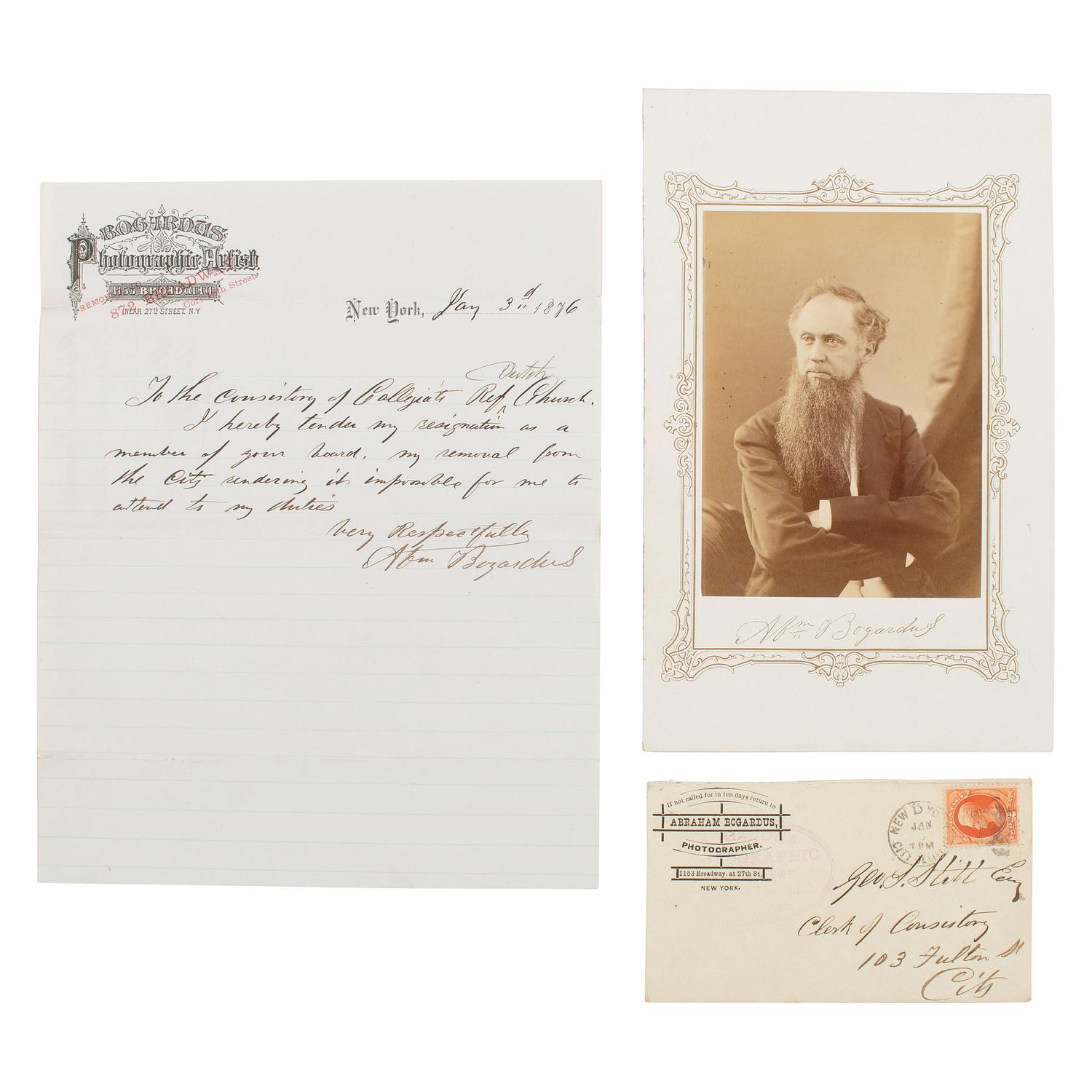 [Early Photography] Group of Items Identified to 19th century Photographers, incl. Abraham Bogardus.