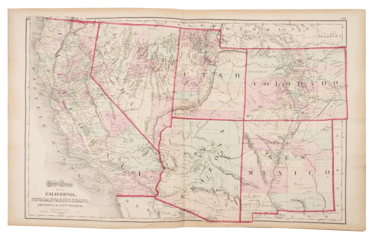 [ATLASES] GRAY, O.W. Gray's Atlas of the United States, with General Maps of the World... Philadelphia: Stedman, Lyon, 1873.
