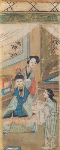 A Set of Three Chinese Silk Paintings