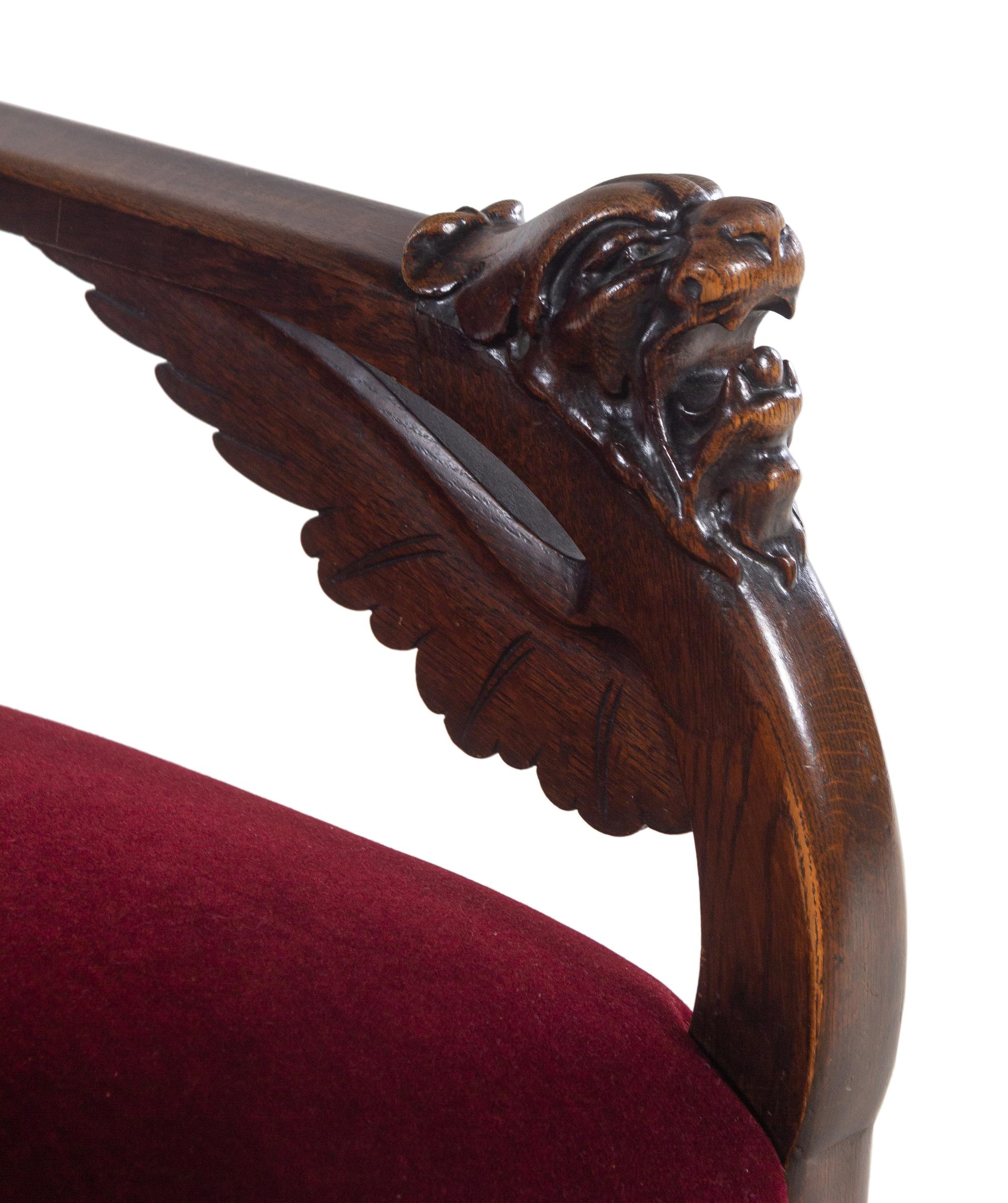 A Continental Carved Walnut Armchair
