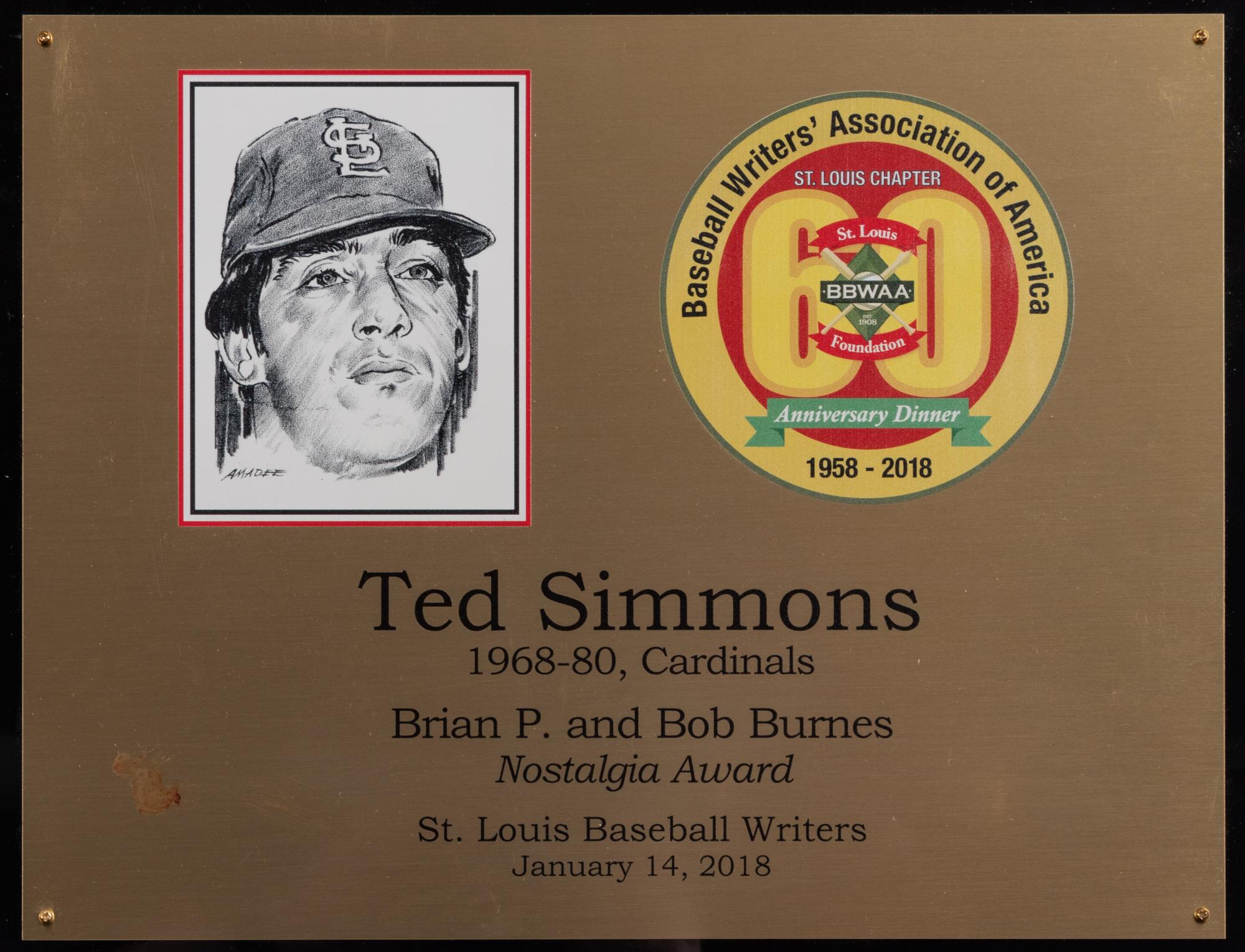 A Group of 14 Awards and Plaques from The Collection of Baseball Hall of Famer Ted Simmons,