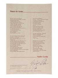 [CIVIL RIGHTS]. Sisters in Arms poster signed by Audre LORDE (1934-1992). 1988.