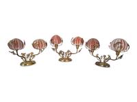 Three French Gilt Metal Sconces with Sea Urchin Globes