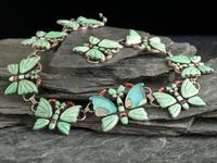 Sterling Silver and Mosaic Inlay Butterfly Necklace