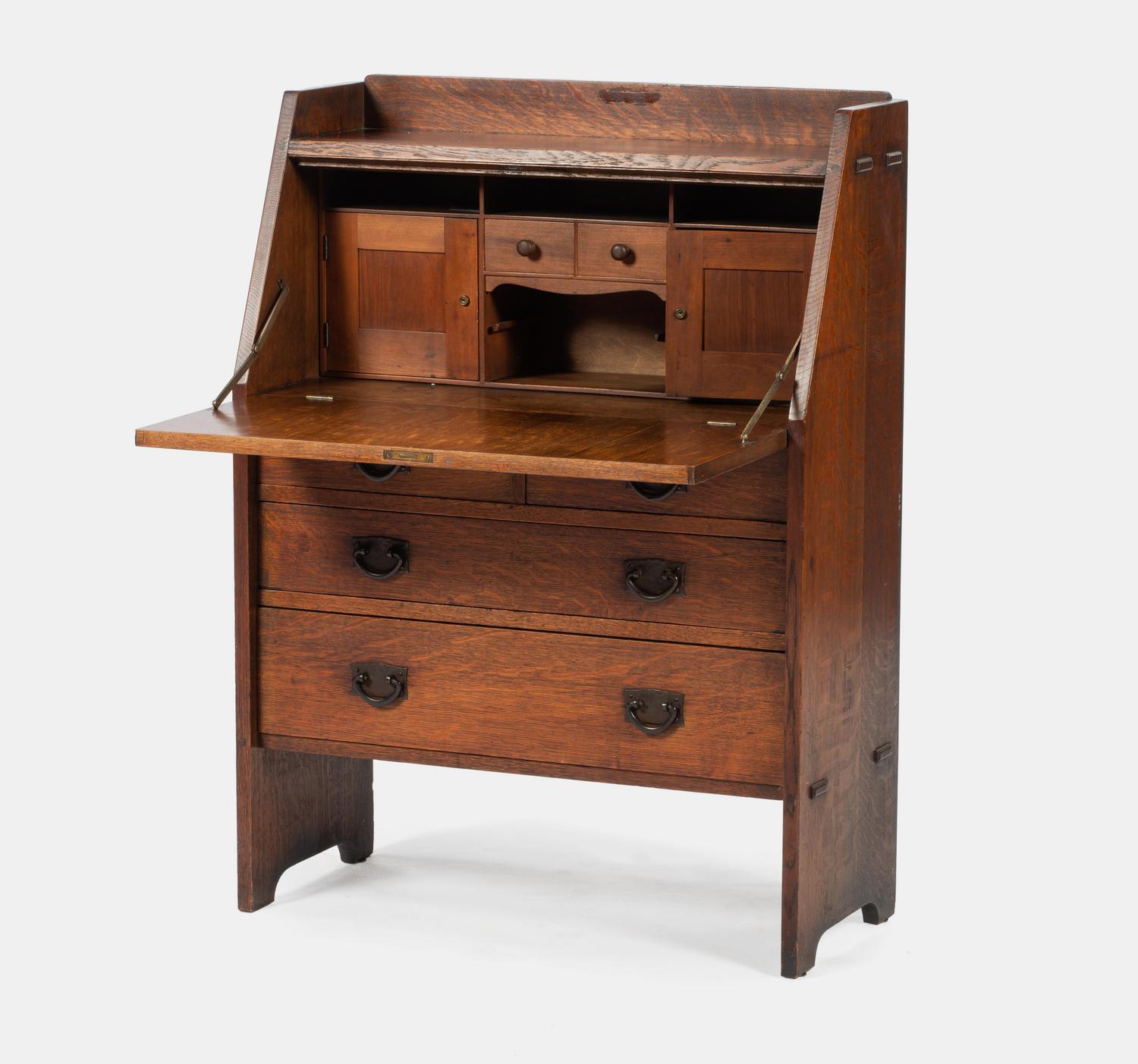 An Arts and Crafts Oak Slant-Front Desk, no. 732 Craftsman Workshops, Eastwood, NY, c. 1907-1912
