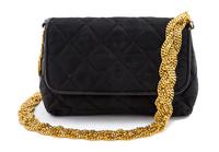 A Chanel Black Satin Quilted Bag, 7 1/2 x 4 1/2 x 2 1/2 inches.