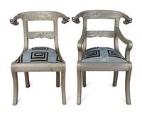 A Set of Eight Anglo-Indian Silvered Metal-Clad Dining Chairs — 20TH CENTURY