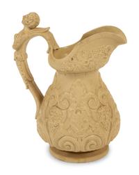 A Collection of Seven English Salt Glazed Relief Form Pitchers — 19TH/20TH CENTURY