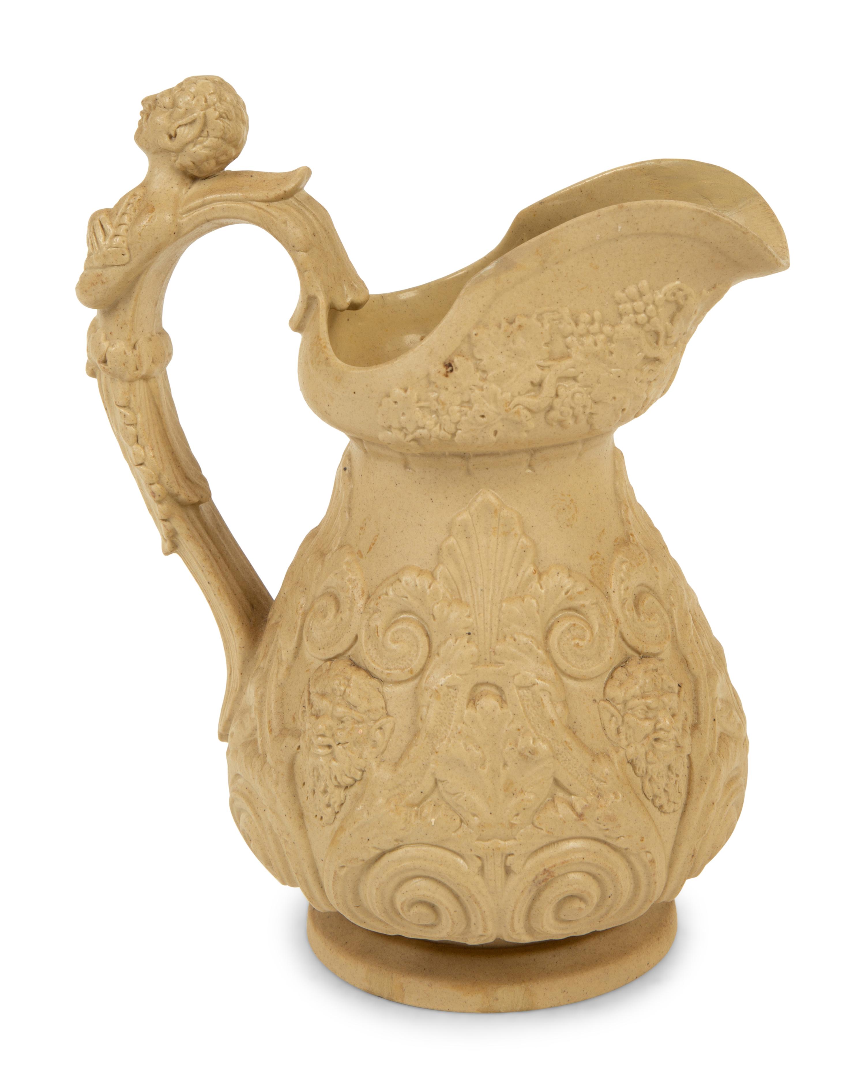 A Collection of Seven English Salt Glazed Relief Form Pitchers — 19TH/20TH CENTURY