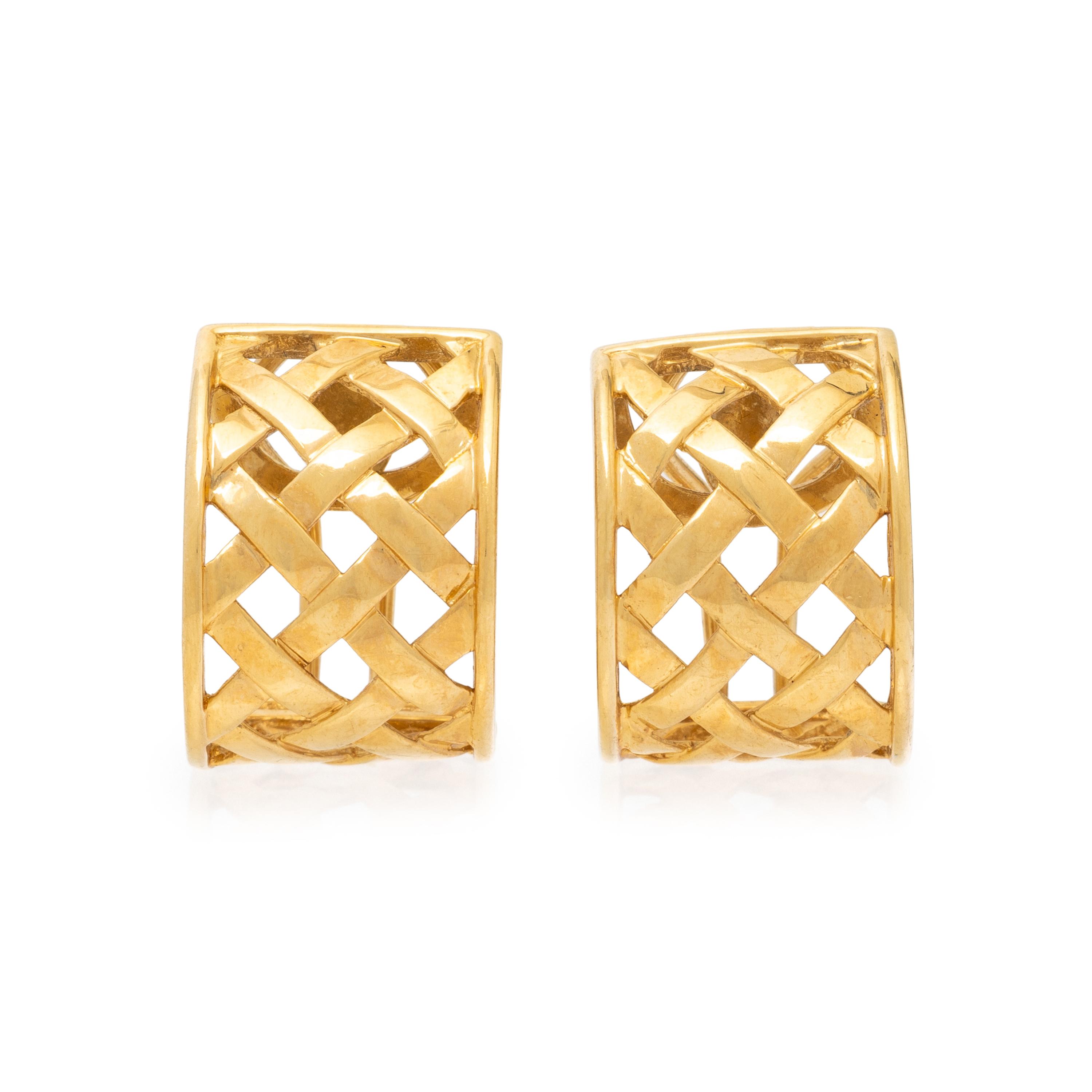 YELLOW GOLD BASKET WEAVE EARRINGS