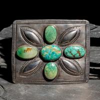 Repurposed Belt Buckle from Early Navajo Ingot and Turquoise Ketoh Concha