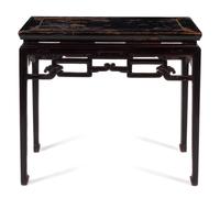 A Chinese Black Lacquared Hardwood Side Table, Banzhuo Height 34 x width 38 1/4 x depth 19 inches. — LATE QING DYNASTY