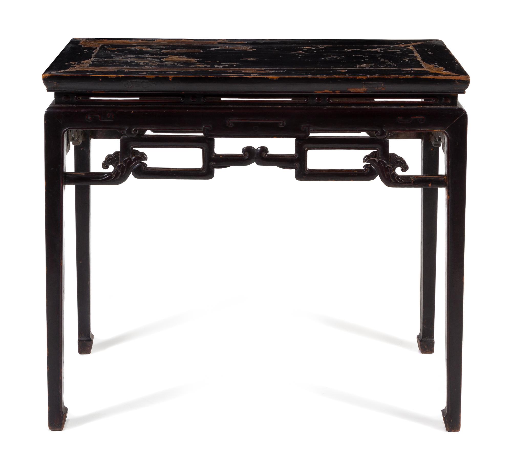 A Chinese Black Lacquared Hardwood Side Table, Banzhuo Height 34 x width 38 1/4 x depth 19 inches. — LATE QING DYNASTY