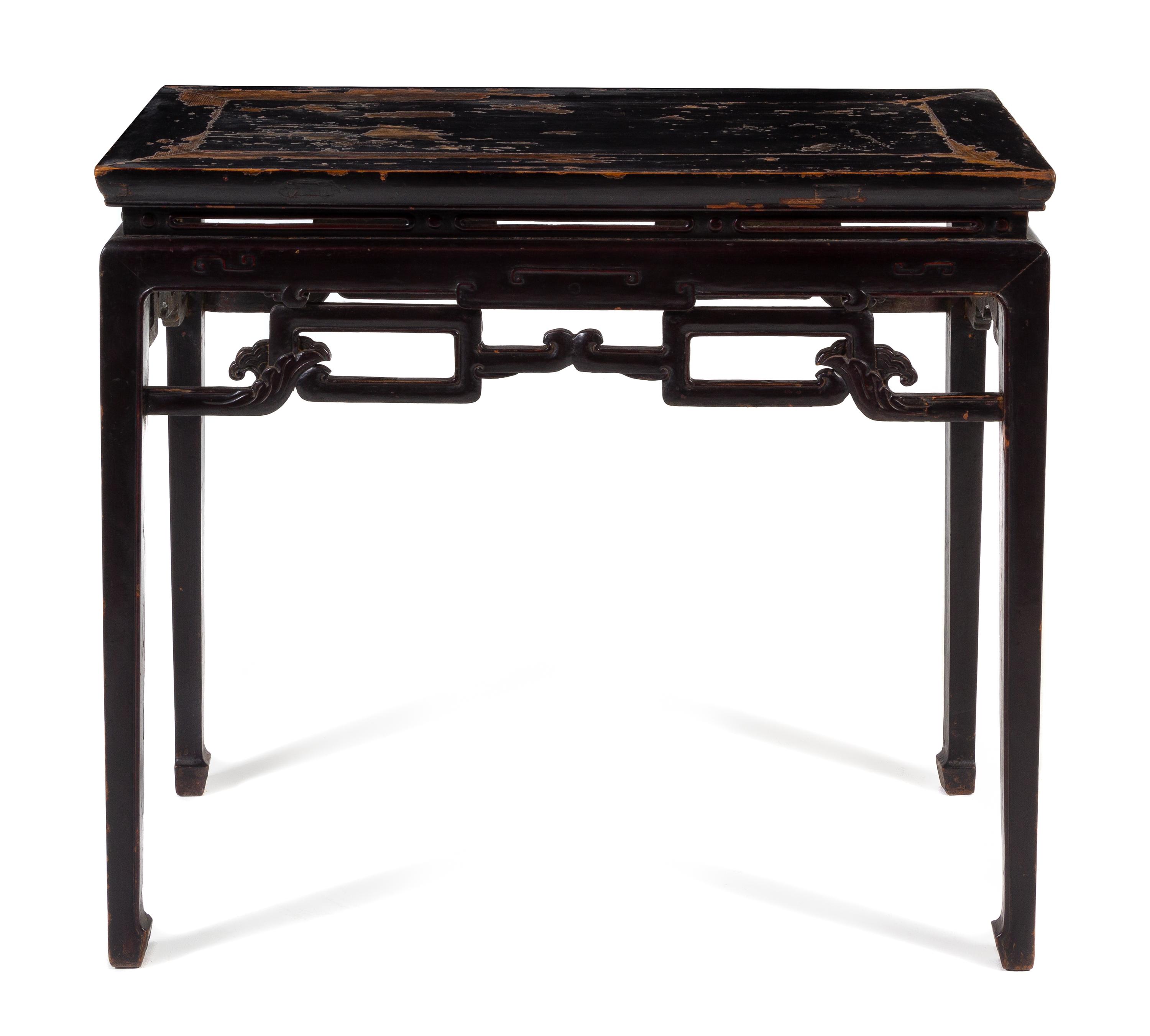 A Chinese Black Lacquared Hardwood Side Table, Banzhuo Height 34 x width 38 1/4 x depth 19 inches. — LATE QING DYNASTY