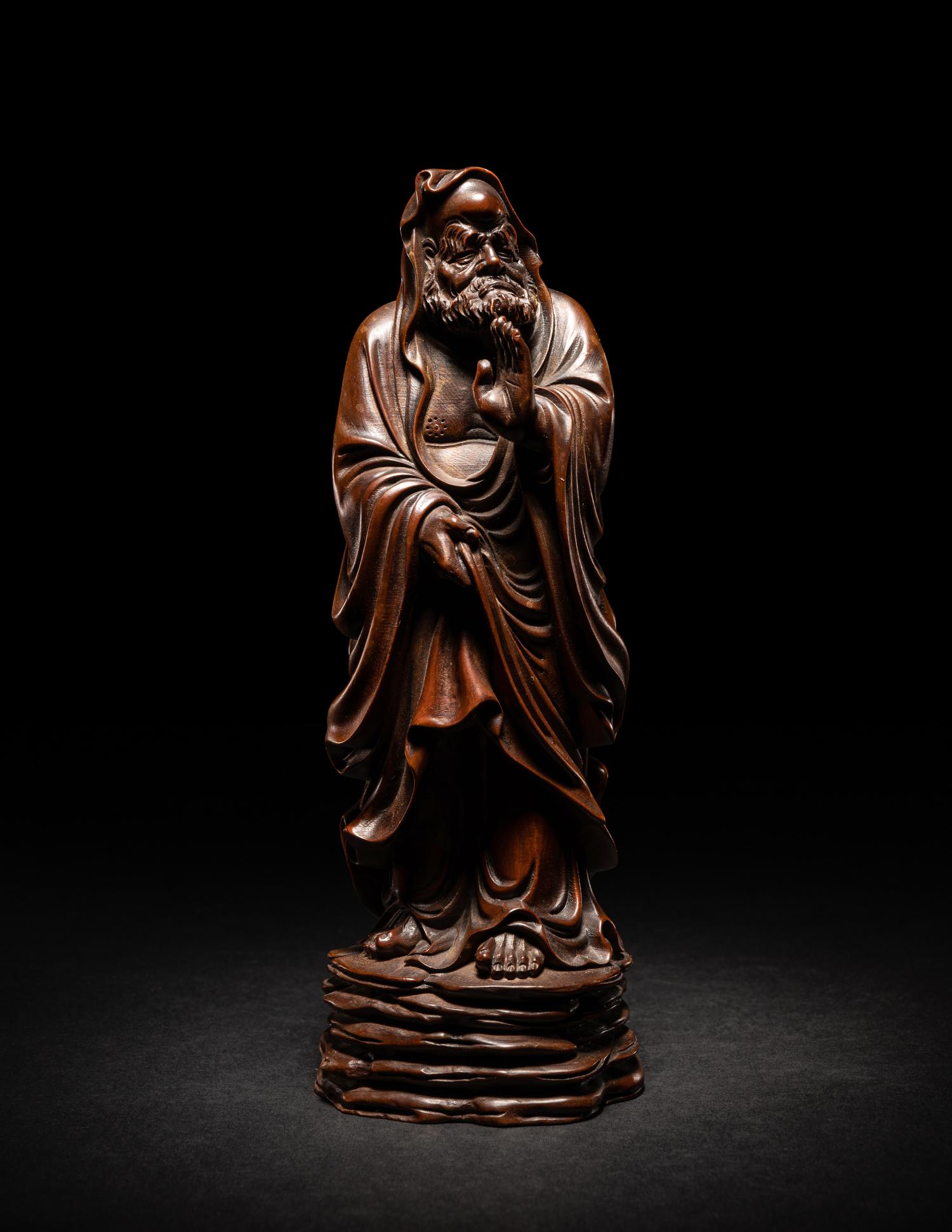 A Chinese Boxwood Figure of Damo