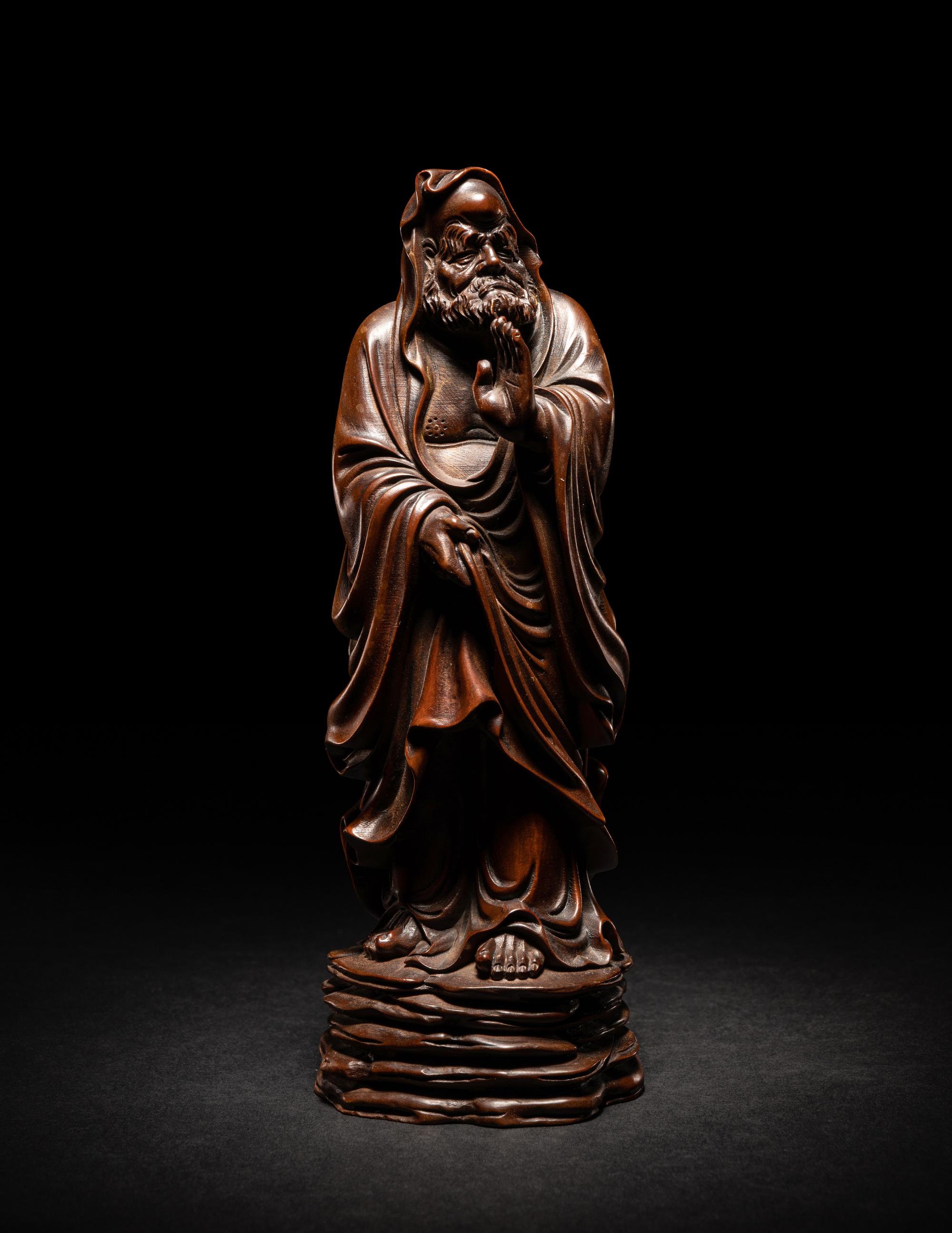 A Chinese Boxwood Figure of Damo