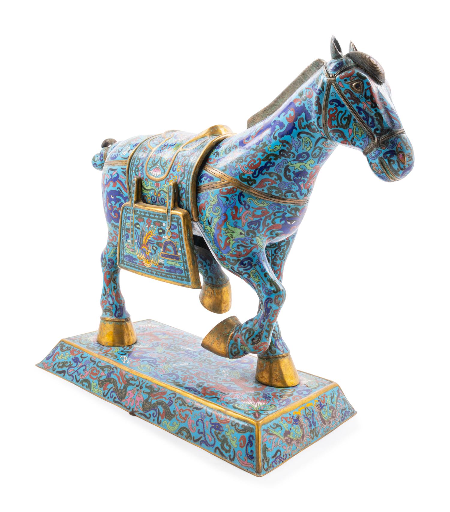 A Chinese Cloisonné Enamel Figure of a Horse