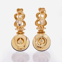 A Pair of Black Onyx, Pearl, and Tourmaline Angiolino & Zogno Earrings