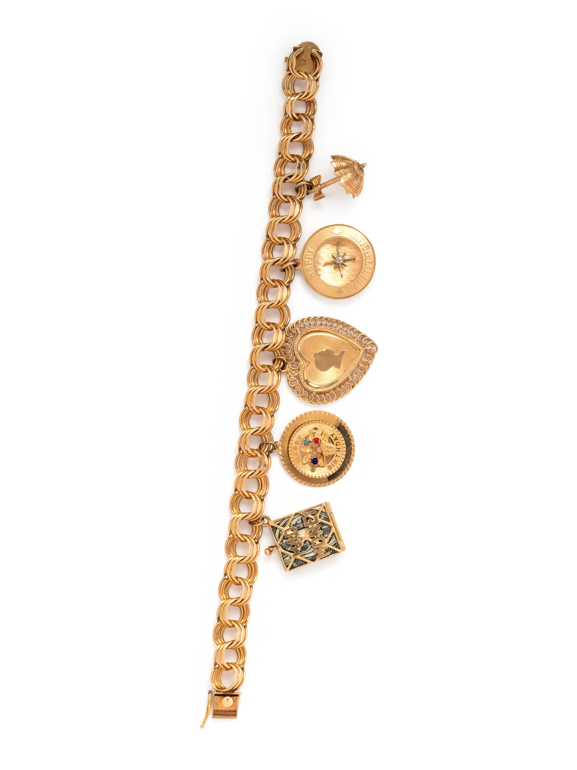 YELLOW GOLD CHARM BRACELET