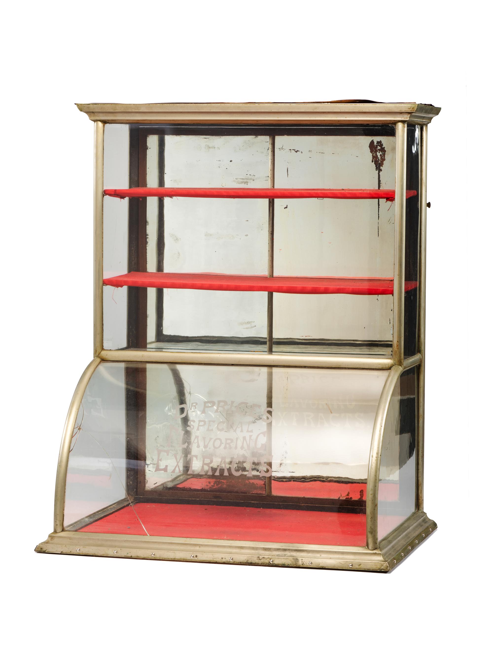 Two Curved Metal Frame Countertop Display Cases
