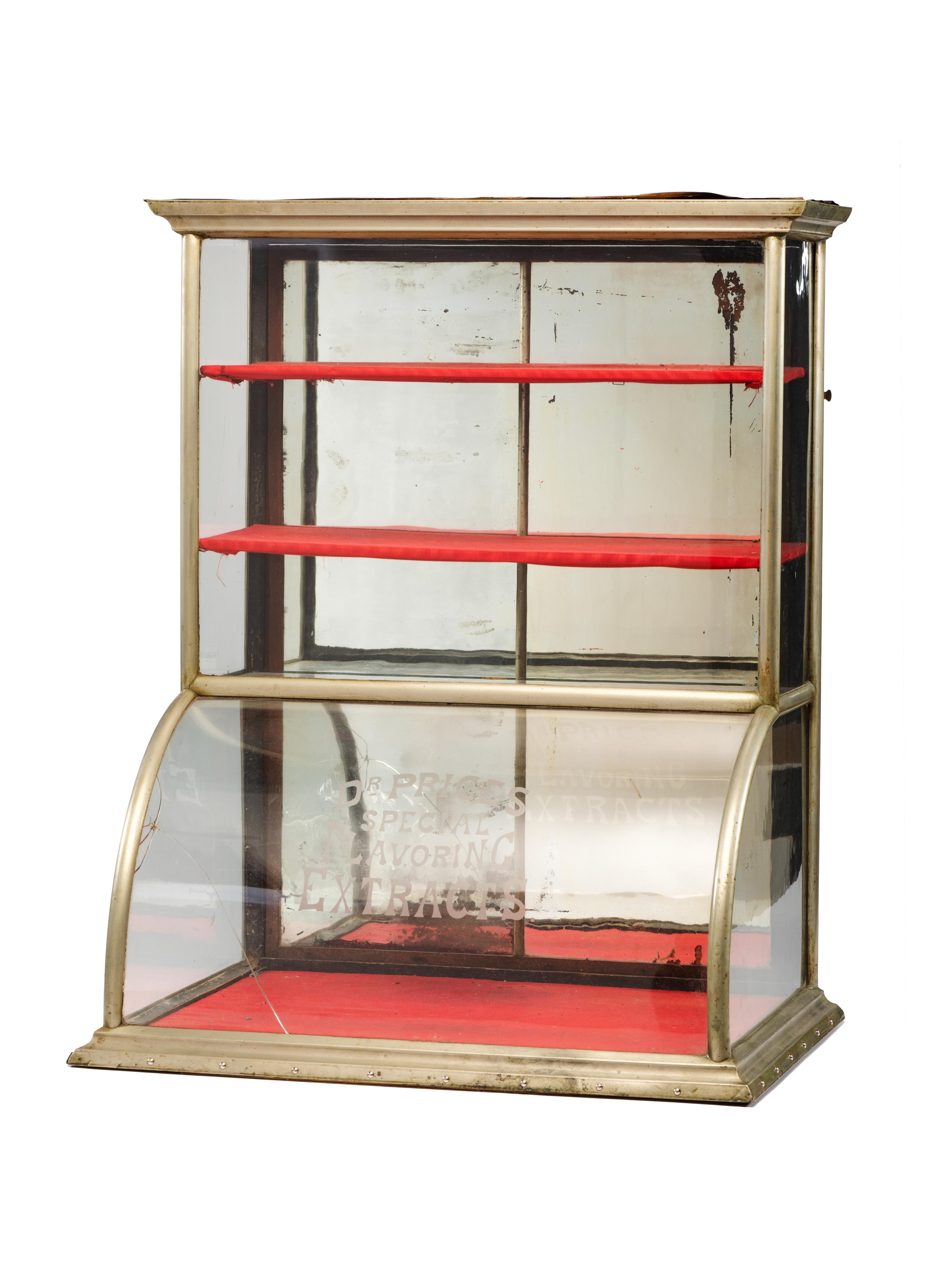Two Curved Metal Frame Countertop Display Cases