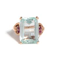 RETRO, AQUAMARINE AND RUBY RING