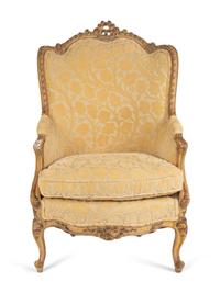 A Louis XV Style Carved and Painted Bergere A Oreille — 19TH CENTURY