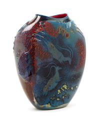 An American Studio Glass Vase, William Morris (b. 1957) Height 19 inches.