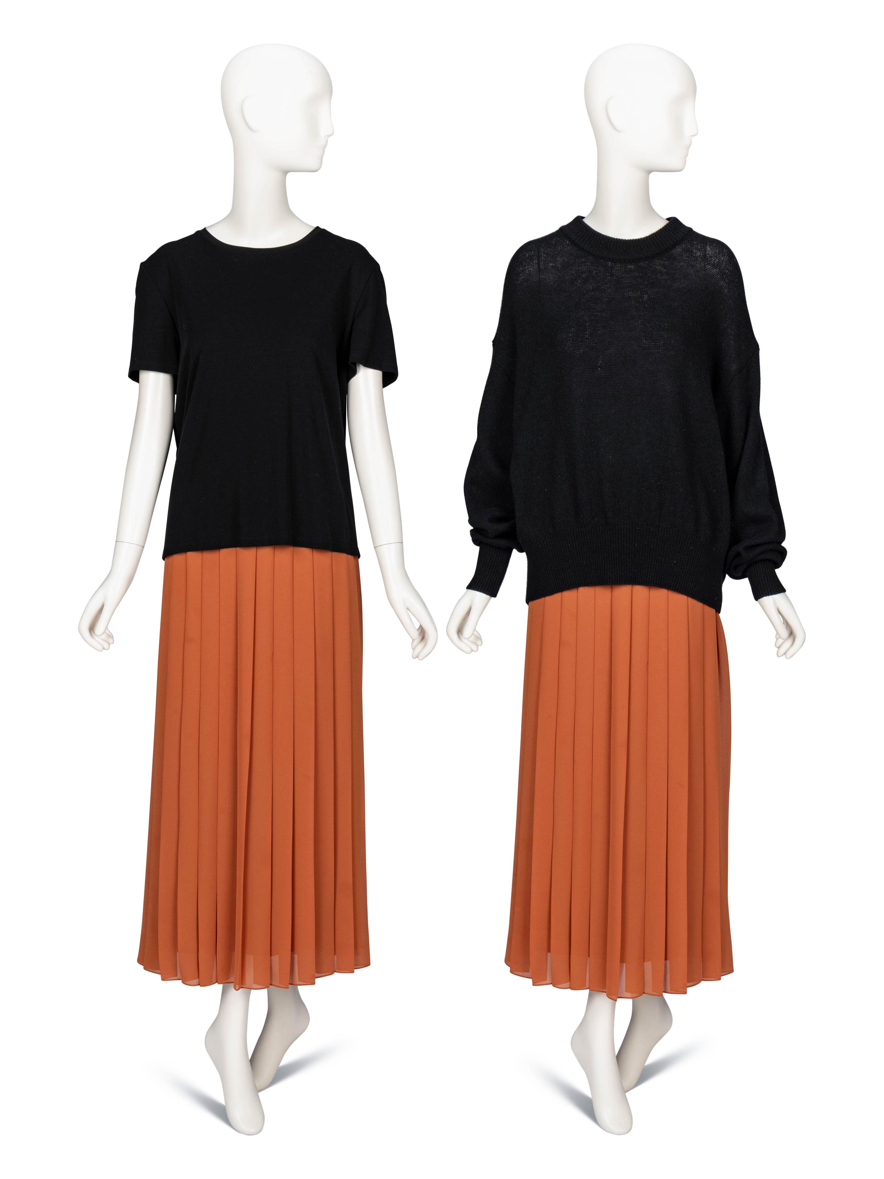 The Row; T-Shirt, Sweater & Pleated Skirt