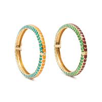 YELLOW GOLD AND ENAMEL BANGLE BRACELET SET