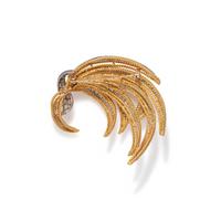 YELLOW GOLD, PLATINUM AND DIAMOND BROOCH