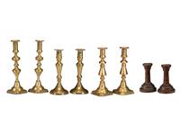 Three Pairs of English Brass Candlesticks