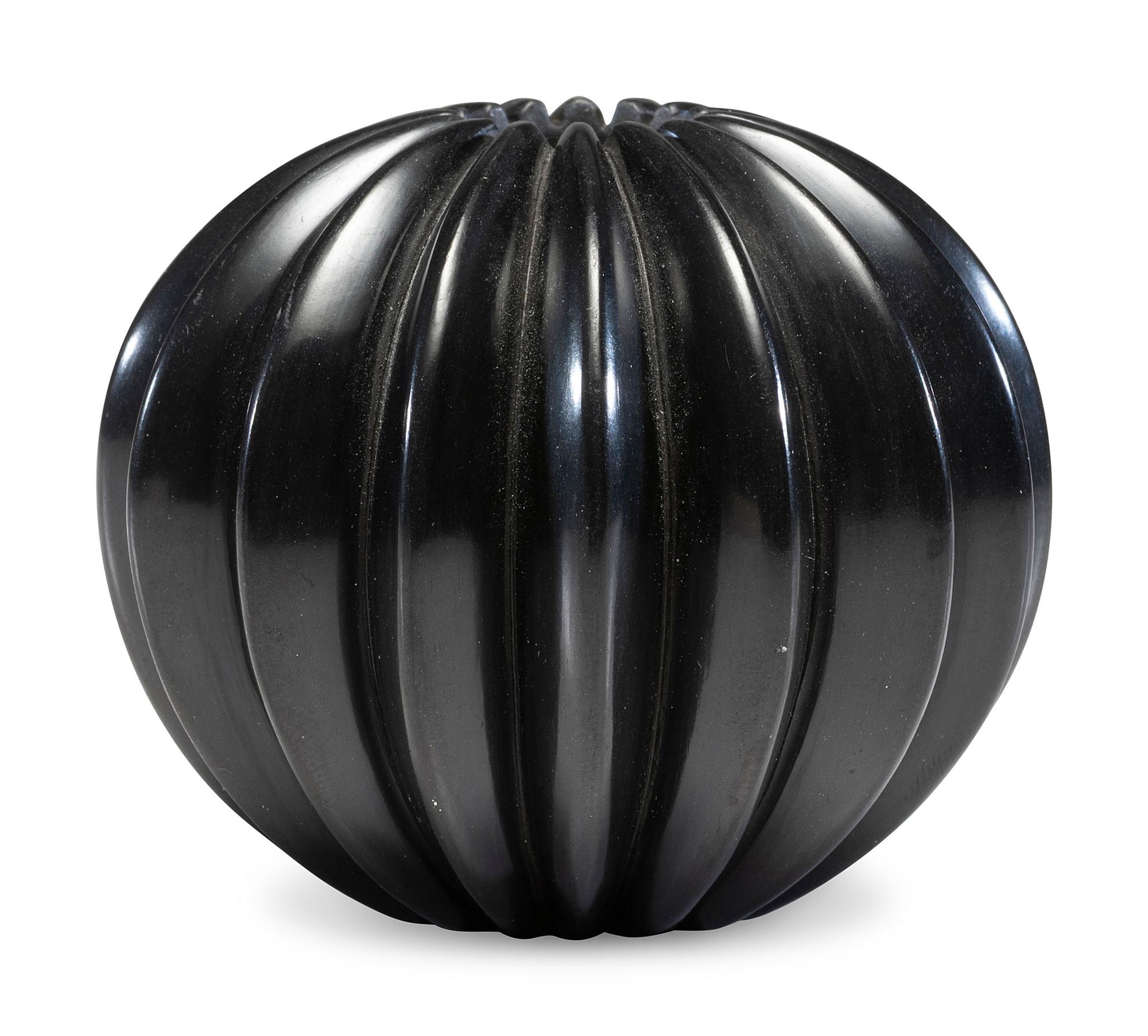 Blackware Ribbed Pottery Jar