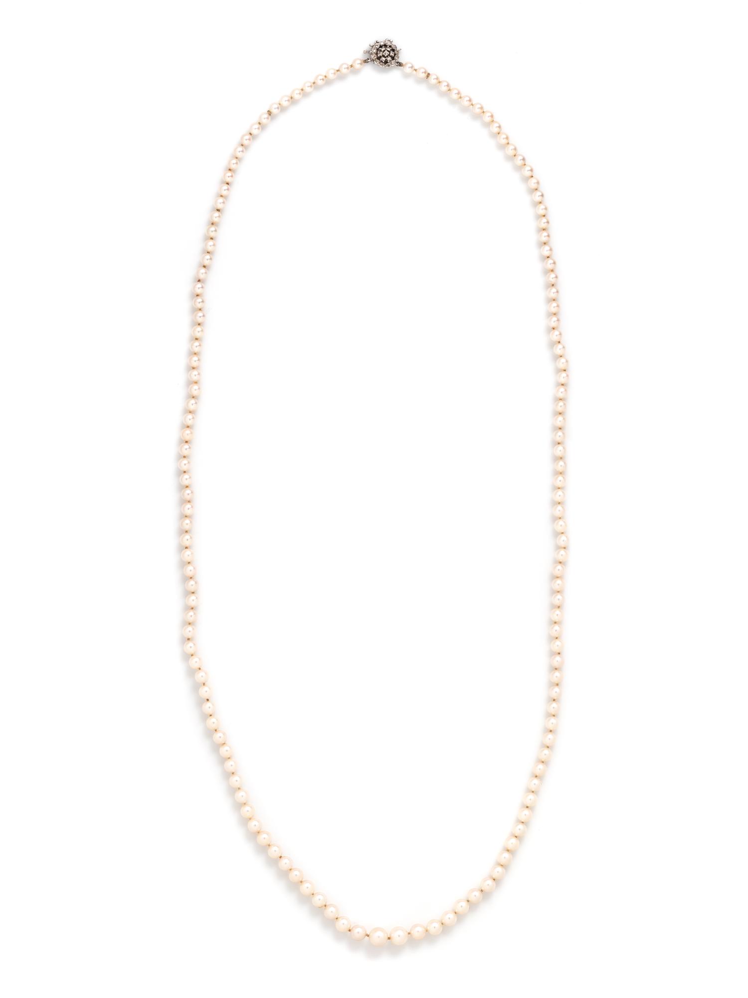 CULTURED PEARL AND DIAMOND NECKLACE
