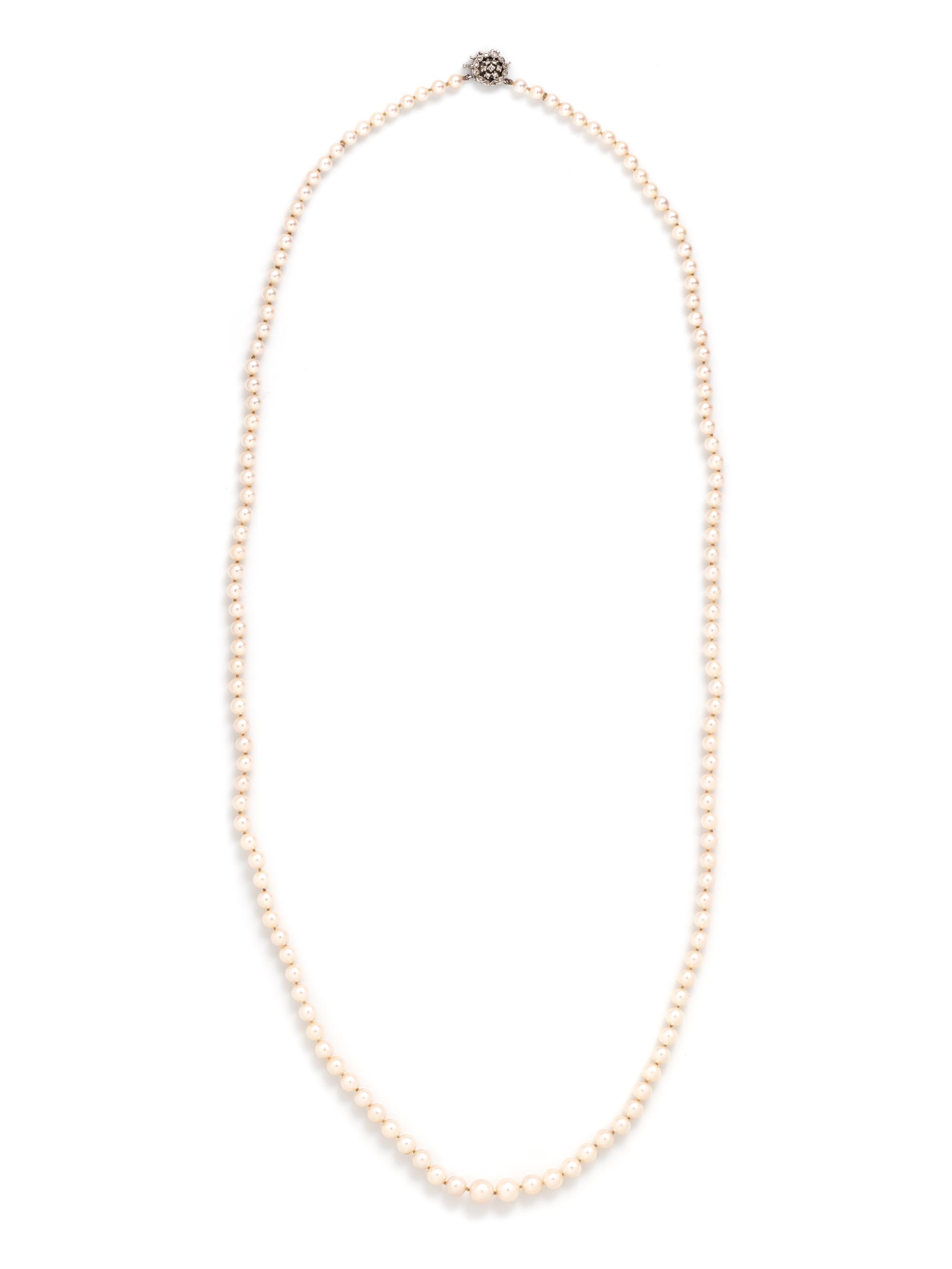 CULTURED PEARL AND DIAMOND NECKLACE