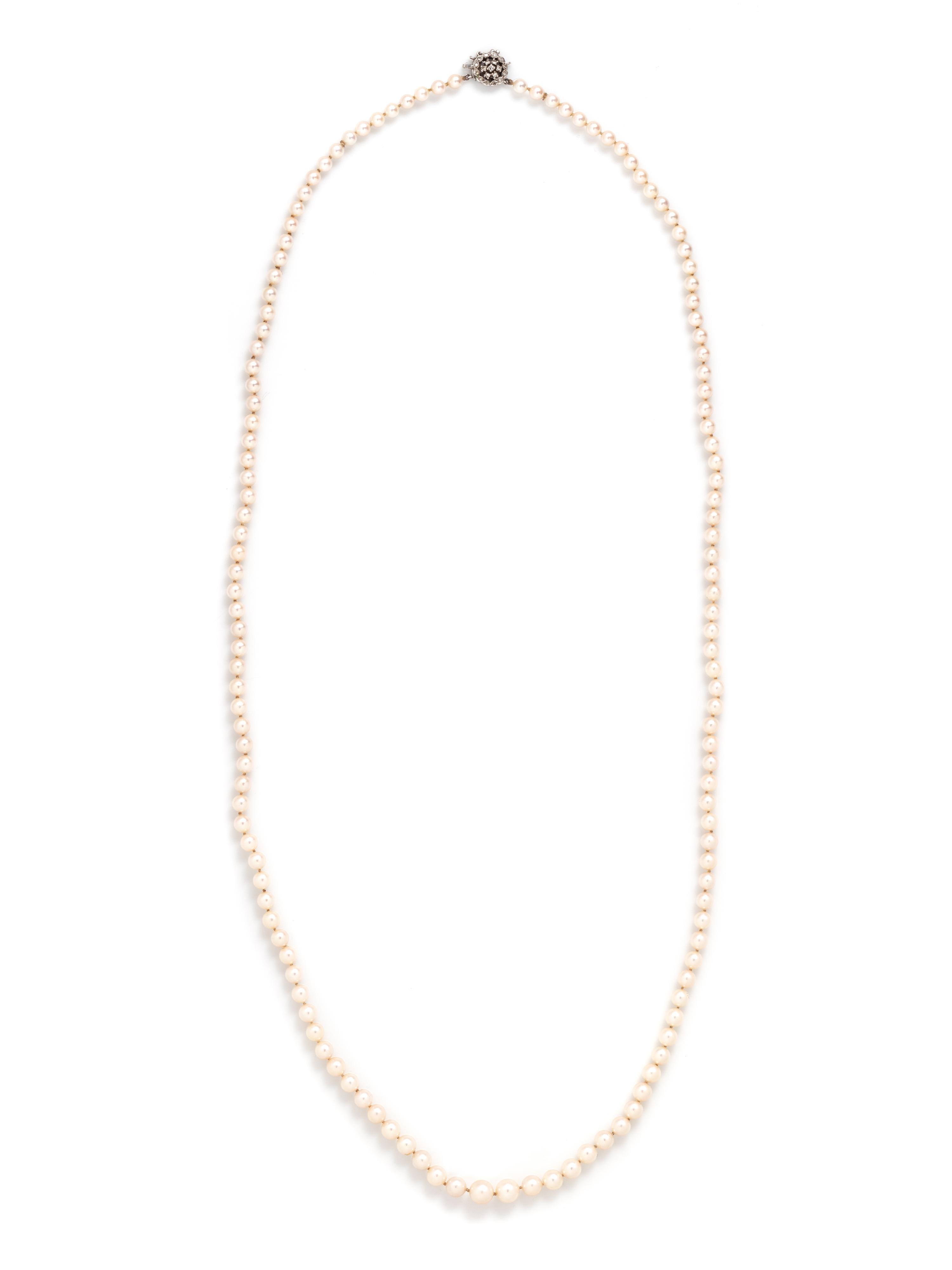 CULTURED PEARL AND DIAMOND NECKLACE