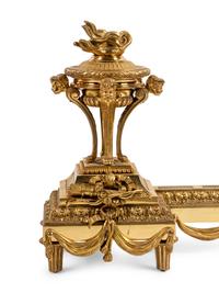 A Pair of French Neoclassical Gilt Bronze Chenets