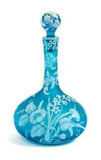 English, LATE 19TH CENTURY, a cameo glass bottle, with allover floral decoration, with cameo decorated stopper