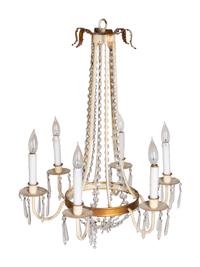 A Swedish Neoclassical Style Painted Metal and Glass Six-Light Chandelier — DAVID IATESTA