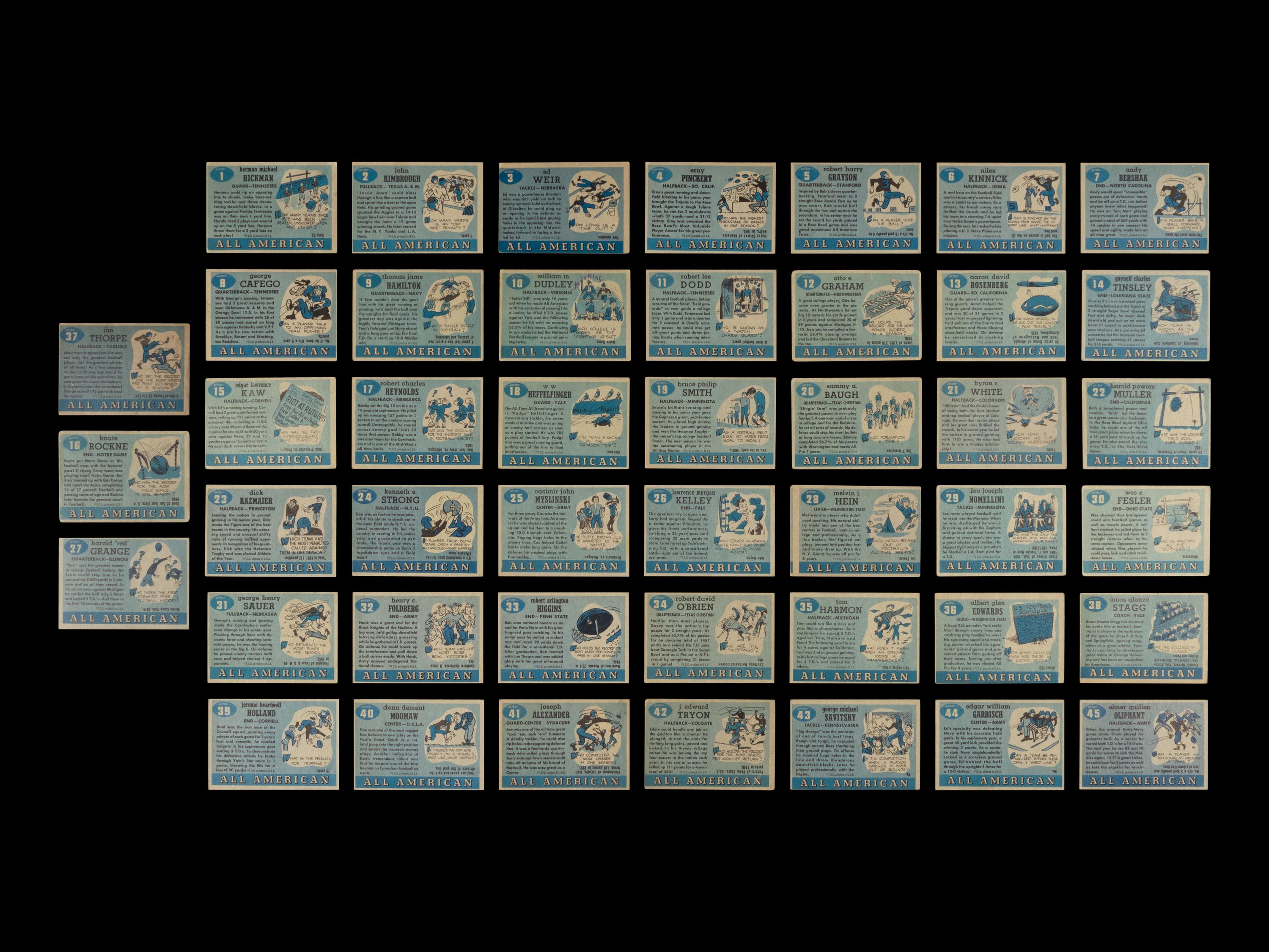 A Complete Set of 1955 Topps All-American Football Cards (100/100)