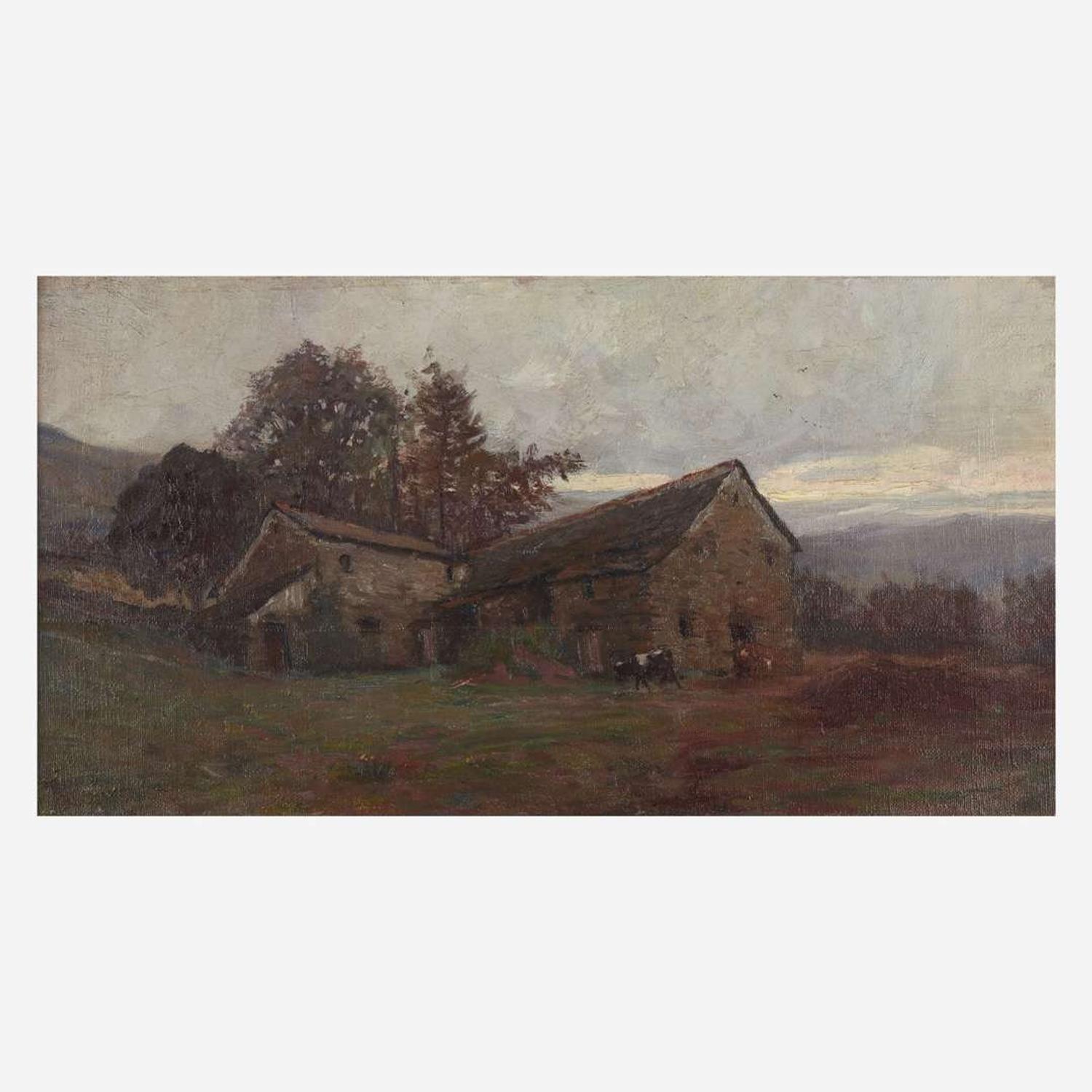 Hal Robinson (American, 1875-1933) Afternoon Landscape with Barns and Cows