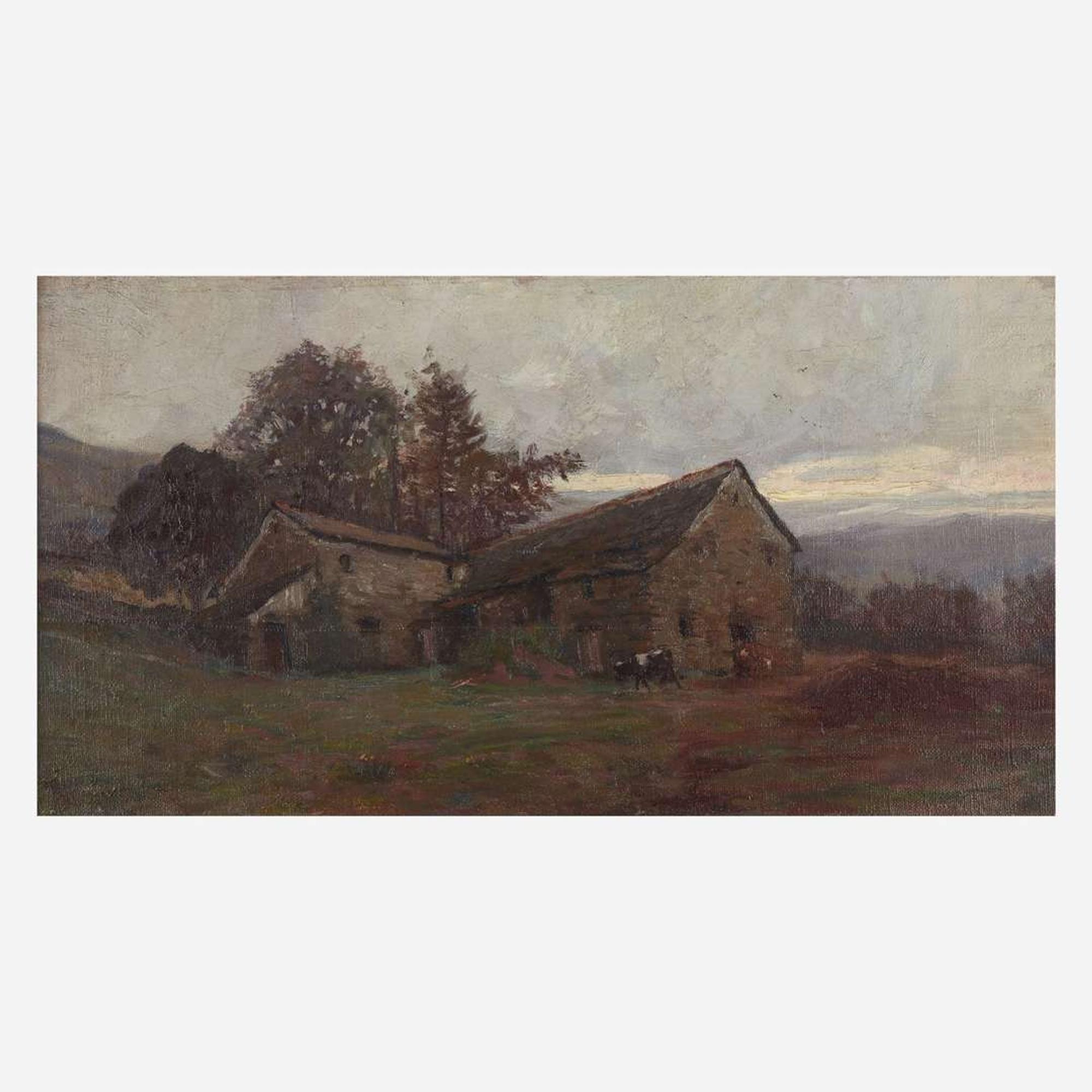 Hal Robinson (American, 1875-1933) Afternoon Landscape with Barns and Cows