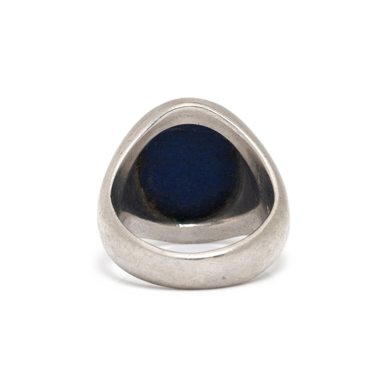 TIFFANY & CO., PLATINUM AND LAPIS LAZULI SIGNET RING