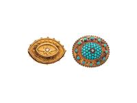 VICTORIAN, COLLECTION OF YELLOW GOLD AND GEMSTONE BROOCHES